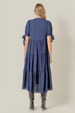 ENGLISH FACTORY - Gingham Tiered Midi Dress - DRESSES available at Objectrare