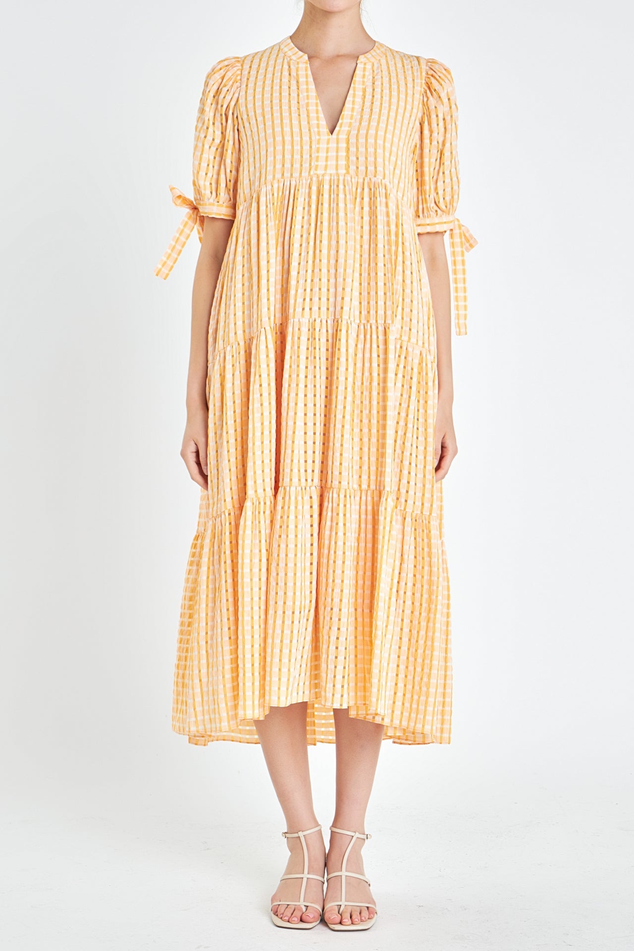 English Factory - Gingham Tiered Midi Dress