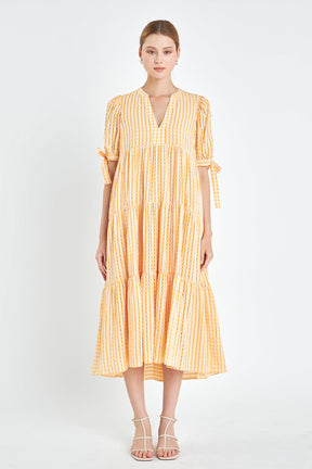 English Factory - Gingham Tiered Midi Dress