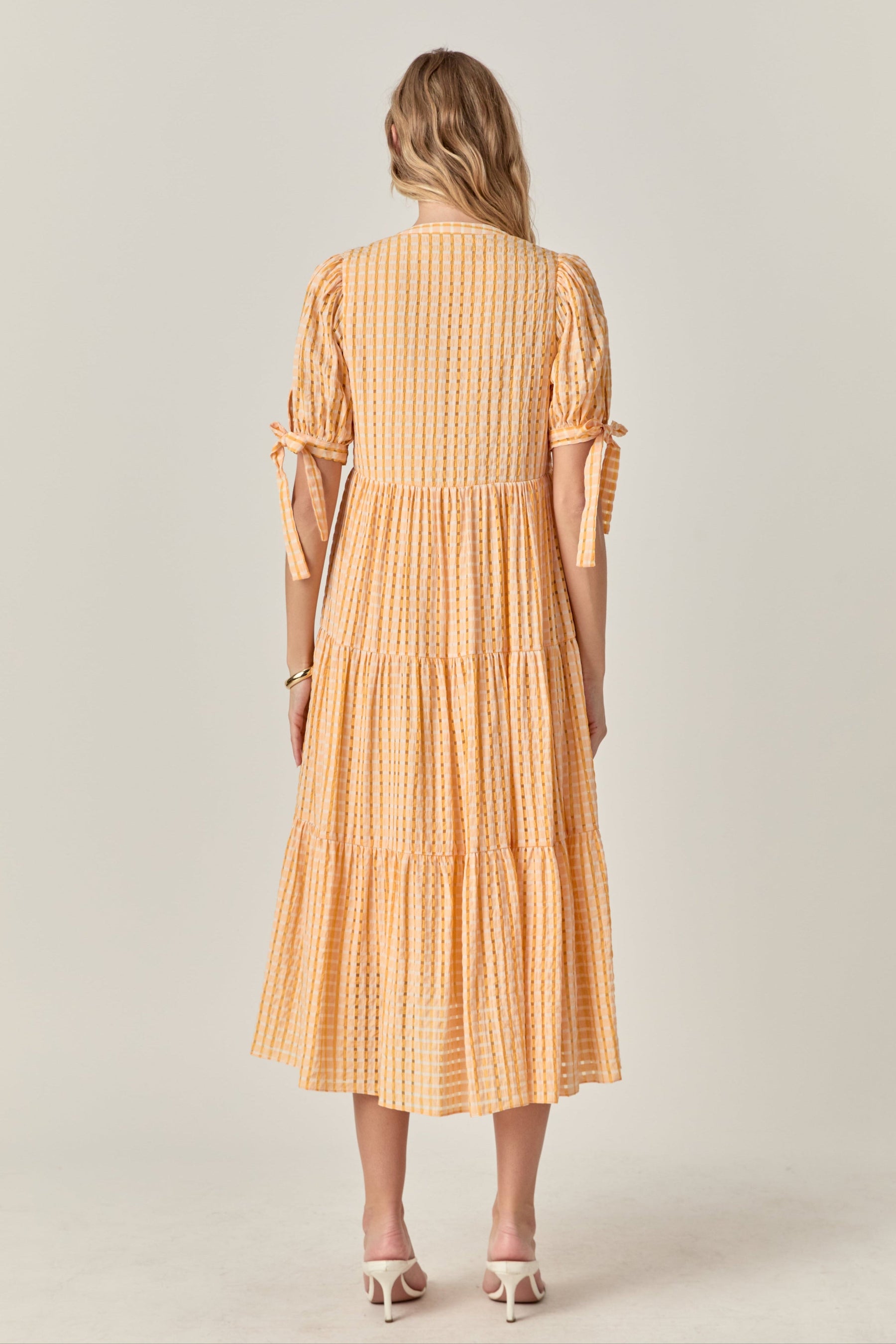ENGLISH FACTORY - Gingham Tiered Midi Dress - DRESSES available at Objectrare