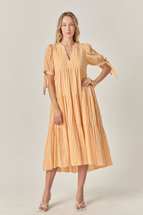 ENGLISH FACTORY - Gingham Tiered Midi Dress - DRESSES available at Objectrare