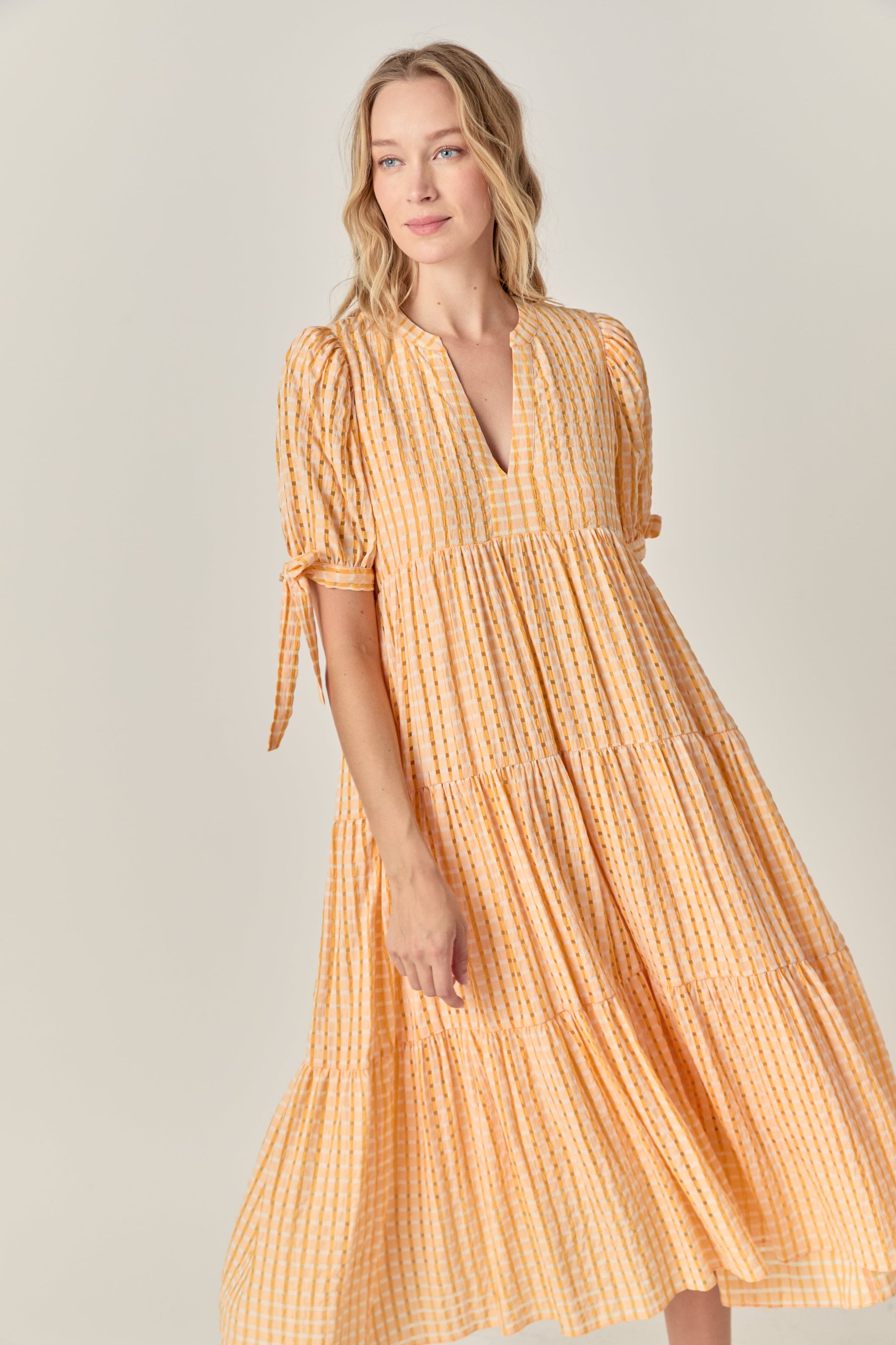 ENGLISH FACTORY - Gingham Tiered Midi Dress - DRESSES available at Objectrare