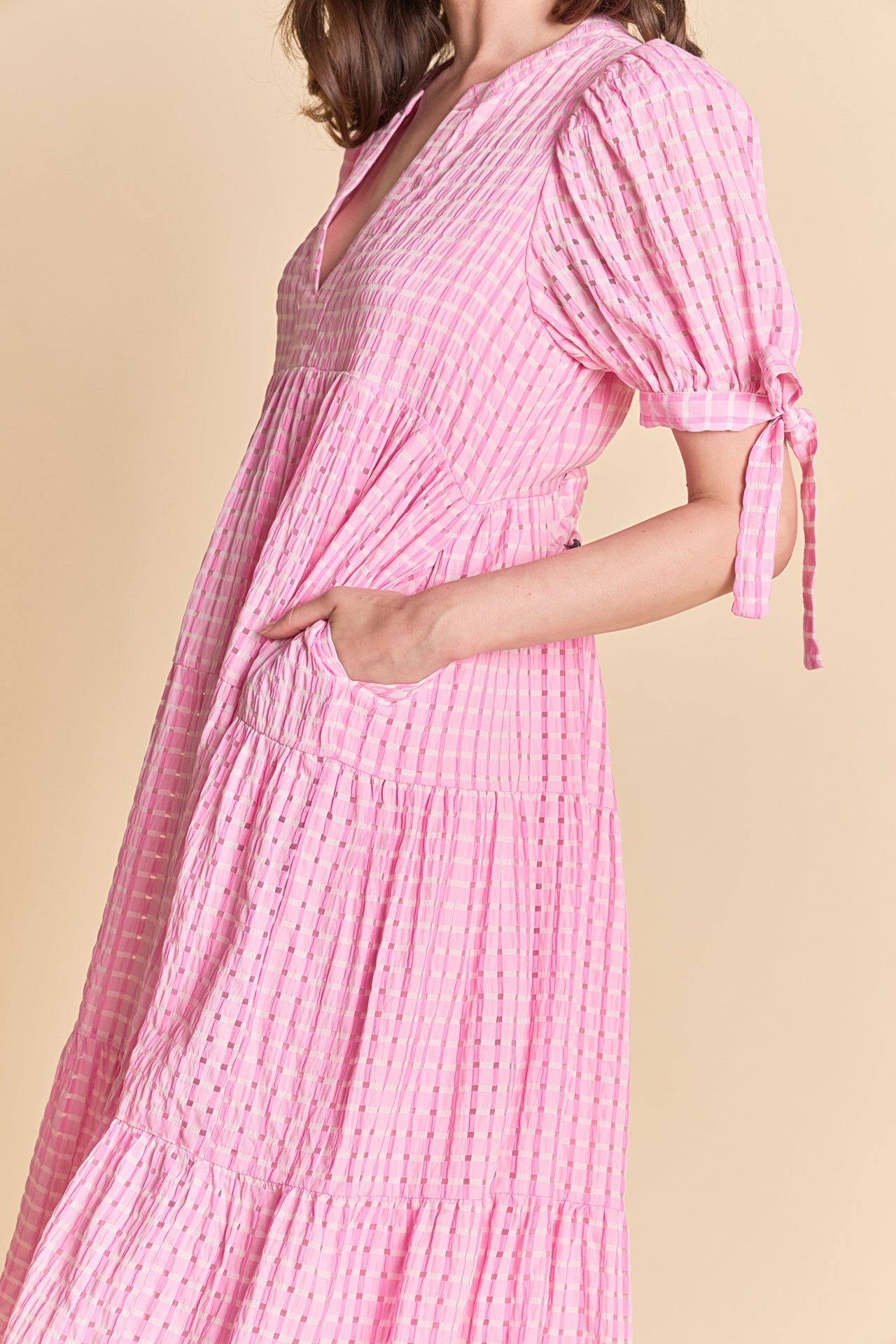 ENGLISH FACTORY - Gingham Tiered Midi Dress - DRESSES available at Objectrare