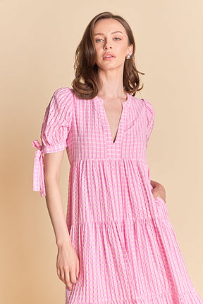 ENGLISH FACTORY - Gingham Tiered Midi Dress - DRESSES available at Objectrare