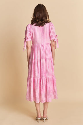ENGLISH FACTORY - Gingham Tiered Midi Dress - DRESSES available at Objectrare