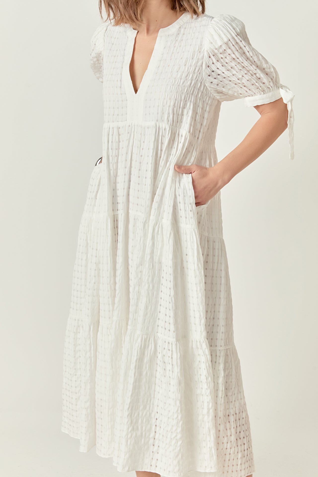 Gingham Tiered Midi Dress