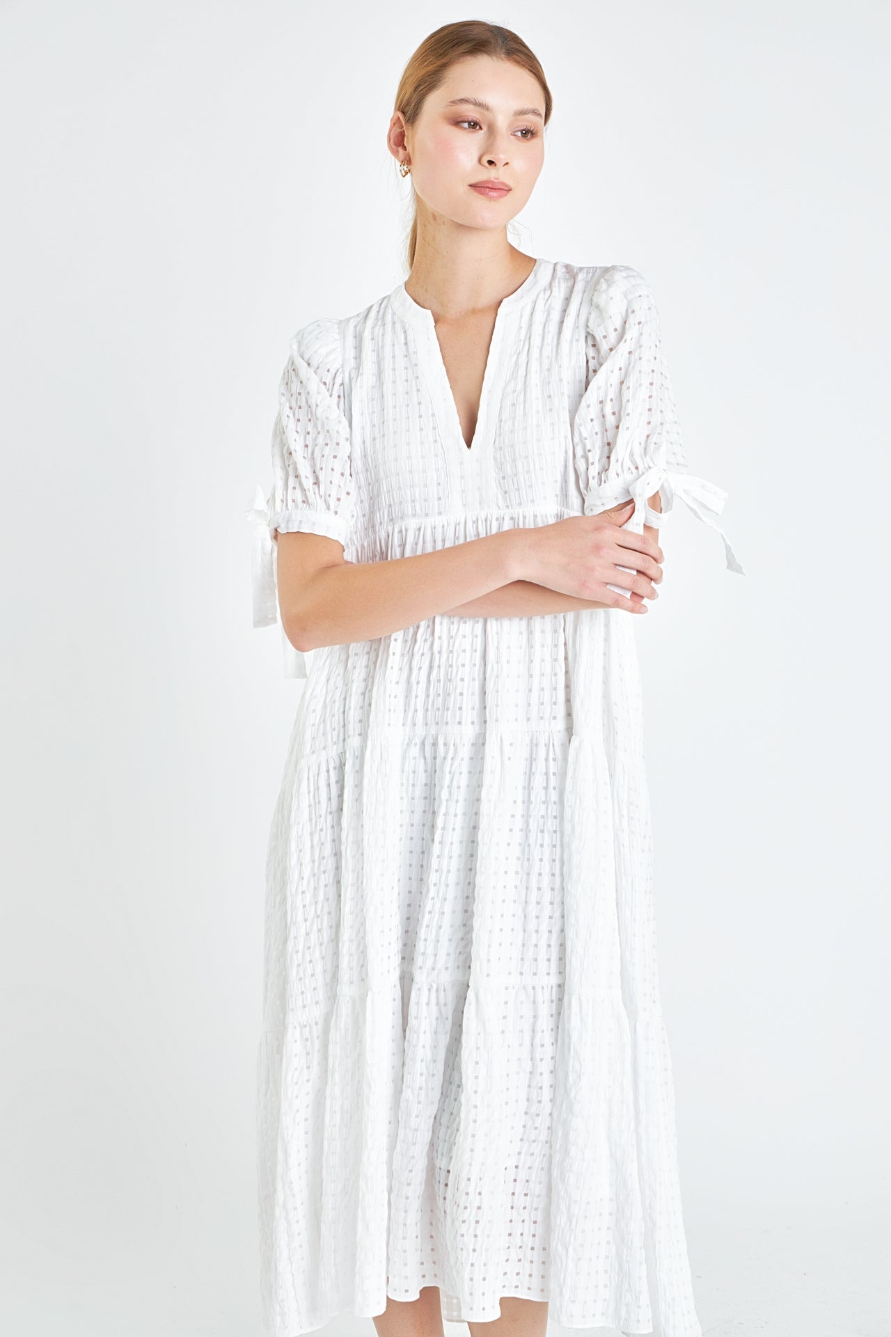 English Factory - Gingham Tiered Midi Dress