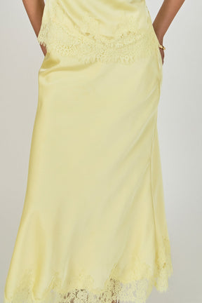 Satin Lace Midi Skirt