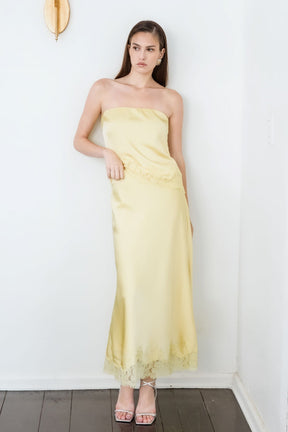 Satin Lace Midi Skirt