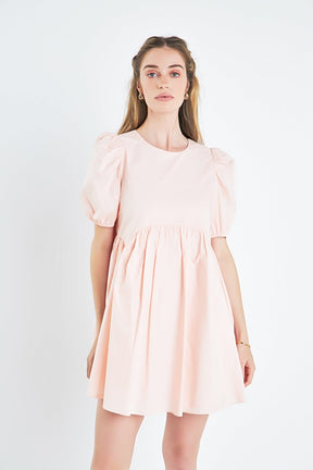 Asymmetrical Babydoll Mini Dress with Back Spaghetti Ties