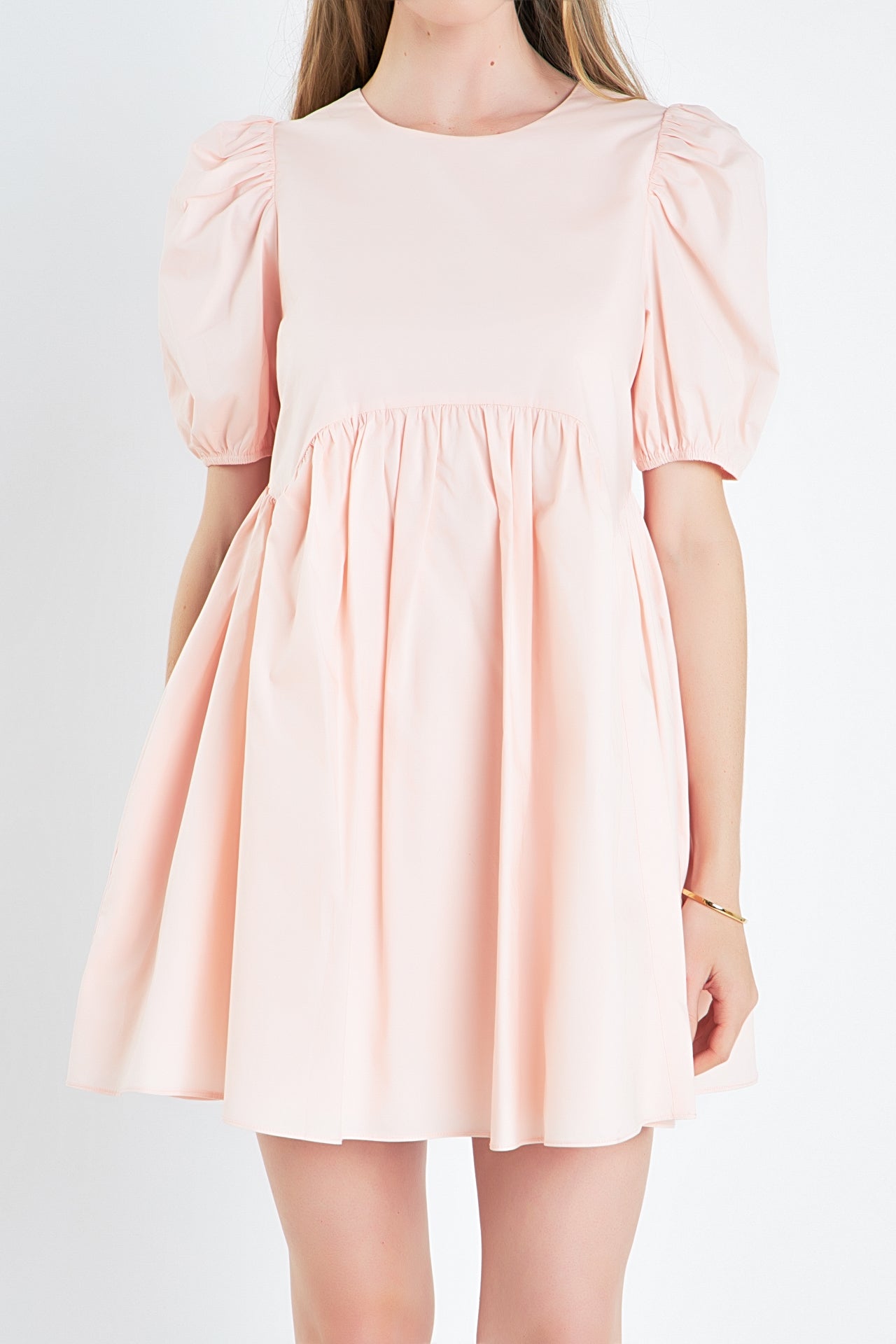 Asymmetrical Babydoll Mini Dress with Back Spaghetti Ties