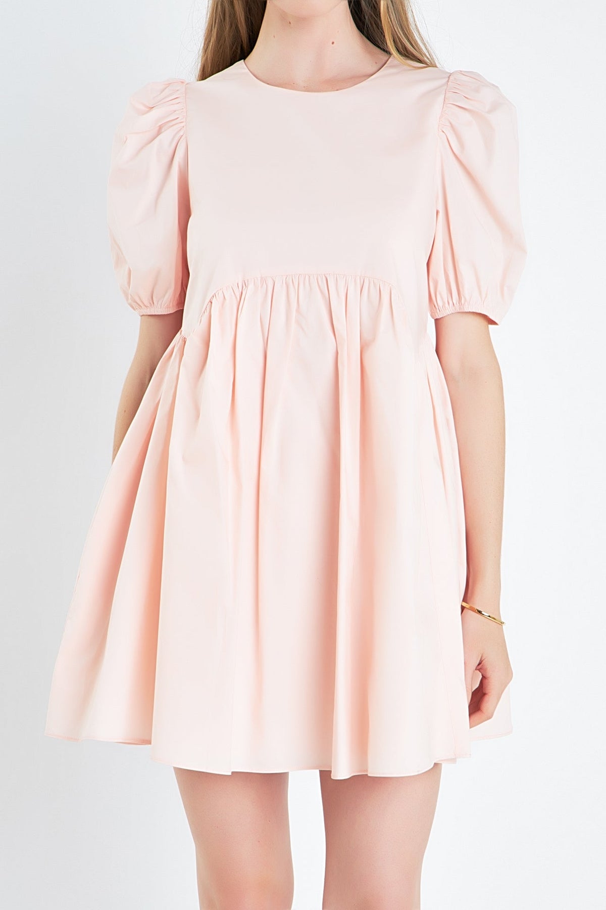 Asymmetrical Babydoll Mini Dress with Back Spaghetti Ties