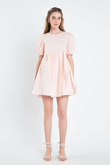 ENGLISH FACTORY - Asymmetrical Babydoll Mini Dress with Back Spaghetti Ties - DRESSES available at Objectrare