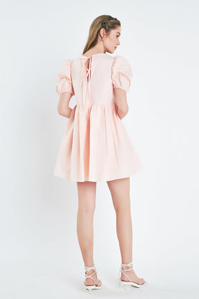 ENGLISH FACTORY - Asymmetrical Babydoll Mini Dress with Back Spaghetti Ties - DRESSES available at Objectrare