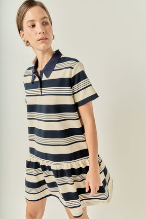 ENGLISH FACTORY - Striped Polo Mini Dress - DRESSES available at Objectrare