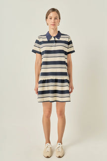 ENGLISH FACTORY - Striped Polo Mini Dress - DRESSES available at Objectrare