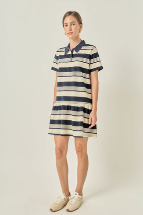 ENGLISH FACTORY - Striped Polo Mini Dress - DRESSES available at Objectrare
