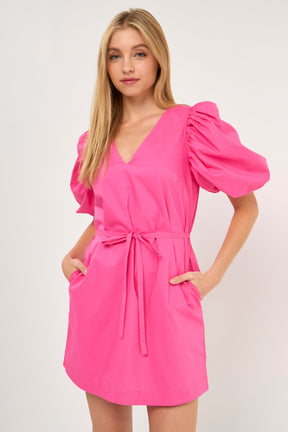ENGLISH FACTORY - Puff Sleeve A-line Shift Mini Dress - DRESSES available at Objectrare