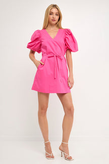 ENGLISH FACTORY - English Factory - Puff Sleeve A-line Shift Mini Dress - DRESSES available at Objectrare