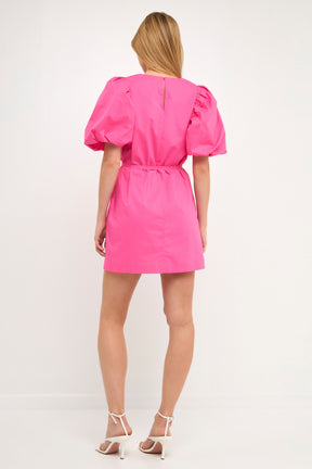 ENGLISH FACTORY - Puff Sleeve A-line Shift Mini Dress - DRESSES available at Objectrare