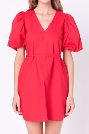 ENGLISH FACTORY - Puff Sleeve A-line Shift Mini Dress - DRESSES available at Objectrare