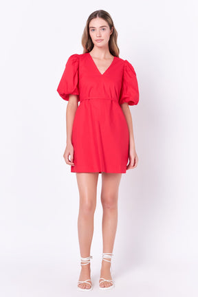 ENGLISH FACTORY - Puff Sleeve A-line Shift Mini Dress - DRESSES available at Objectrare