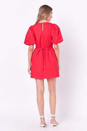 ENGLISH FACTORY - Puff Sleeve A-line Shift Mini Dress - DRESSES available at Objectrare