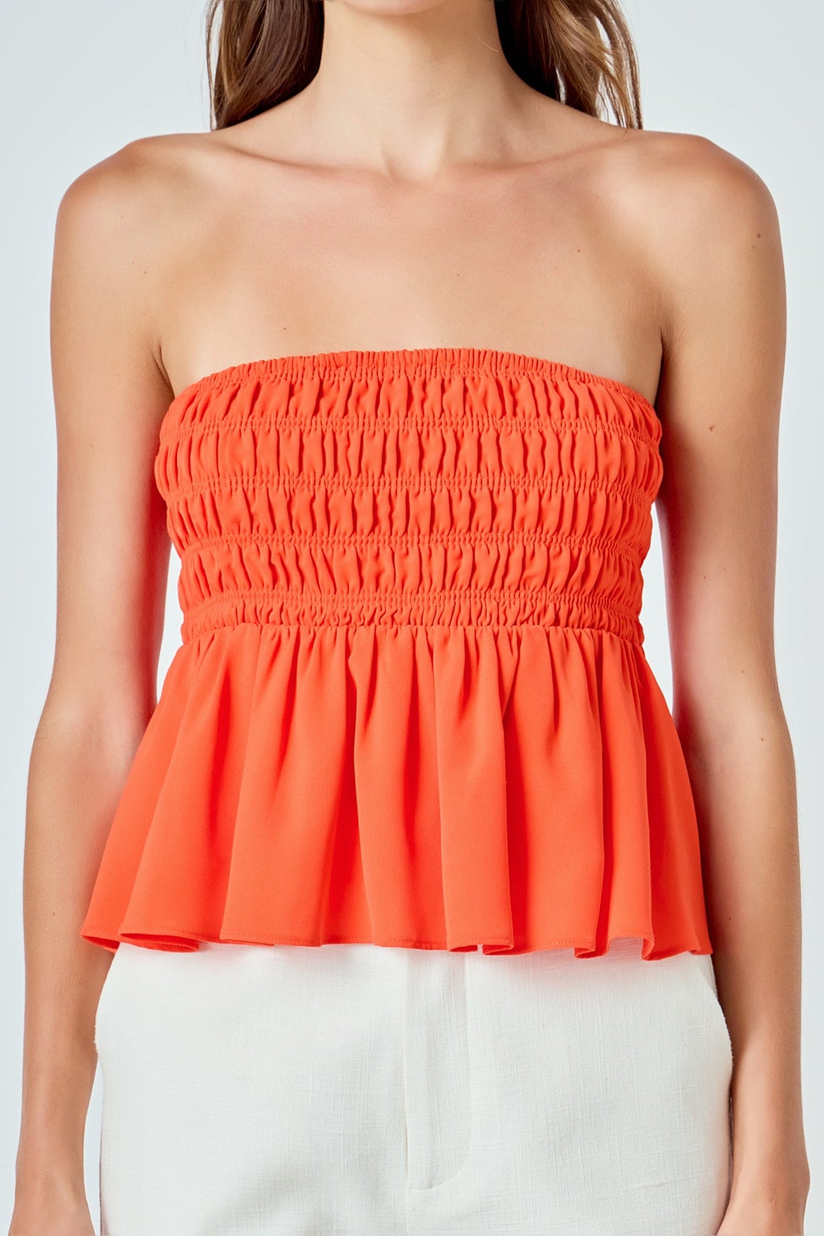 Smocked Strapless Top