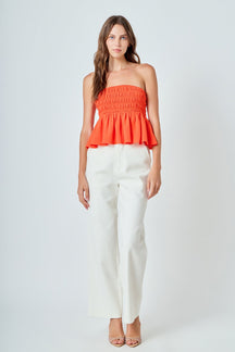 ENDLESS ROSE - Smocked Strapless Top - TOPS available at Objectrare