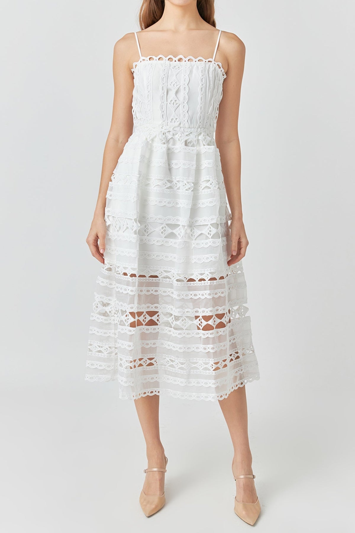 Endless Rose - Combination Lace Spaghetti Strap Midi