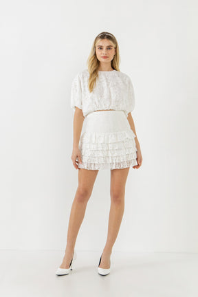 ENDLESS ROSE - Laced Bubble Cropped Blouse - TOPS available at Objectrare