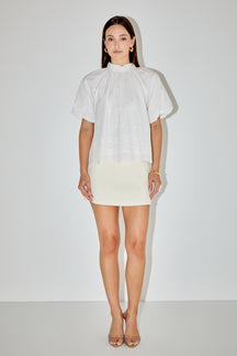 LA'VEN - Puff Sleeve Embroidered Top - TOPS available at Objectrare