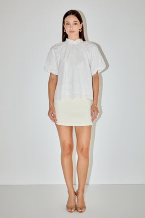 LA'VEN - Puff Sleeve Embroidered Top - TOPS available at Objectrare