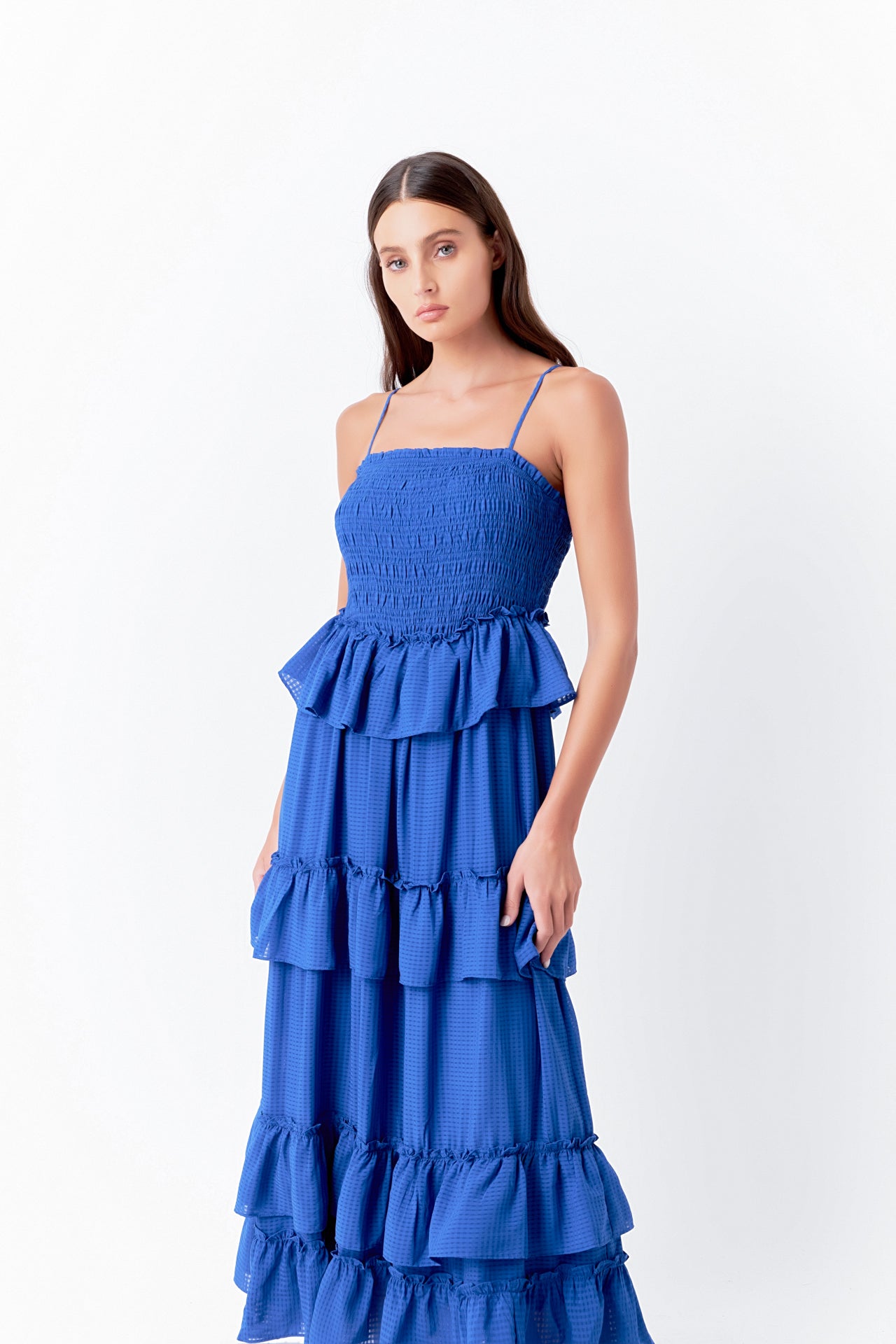 ENDLESS ROSE - Tiered Gingham Maxi Dress - DRESSES available at Objectrare