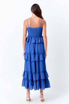ENDLESS ROSE - Tiered Gingham Maxi Dress - DRESSES available at Objectrare