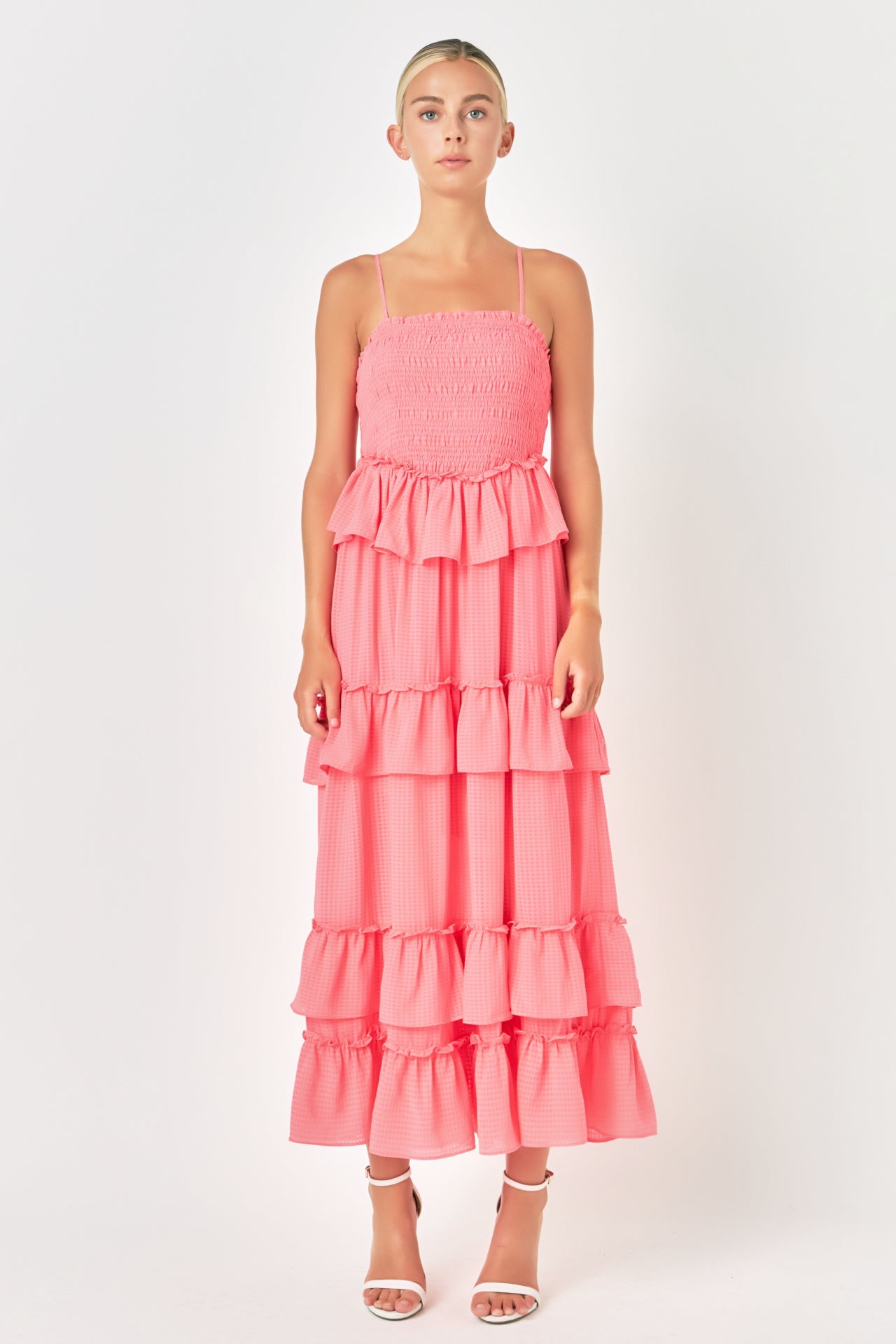 ENDLESS ROSE - Tiered Gingham Maxi Dress - DRESSES available at Objectrare