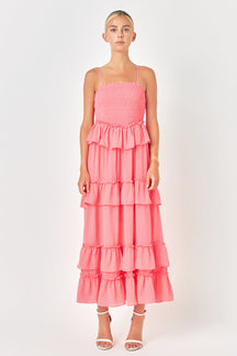 ENDLESS ROSE - Tiered Gingham Maxi Dress - DRESSES available at Objectrare