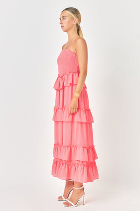 ENDLESS ROSE - Tiered Gingham Maxi Dress - DRESSES available at Objectrare