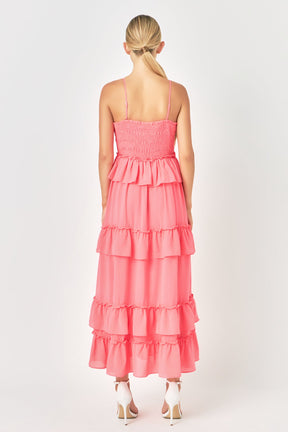 ENDLESS ROSE - Tiered Gingham Maxi Dress - DRESSES available at Objectrare