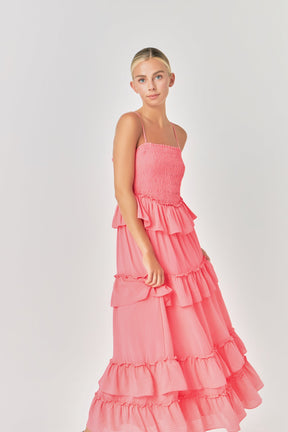 ENDLESS ROSE - Tiered Gingham Maxi Dress - DRESSES available at Objectrare