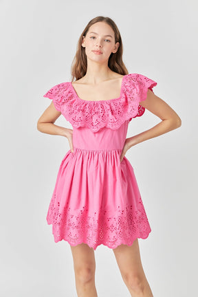 ENDLESS ROSE - Endless Rose - Scalloped Off The Shoulder Mini Dress - DRESSES available at Objectrare