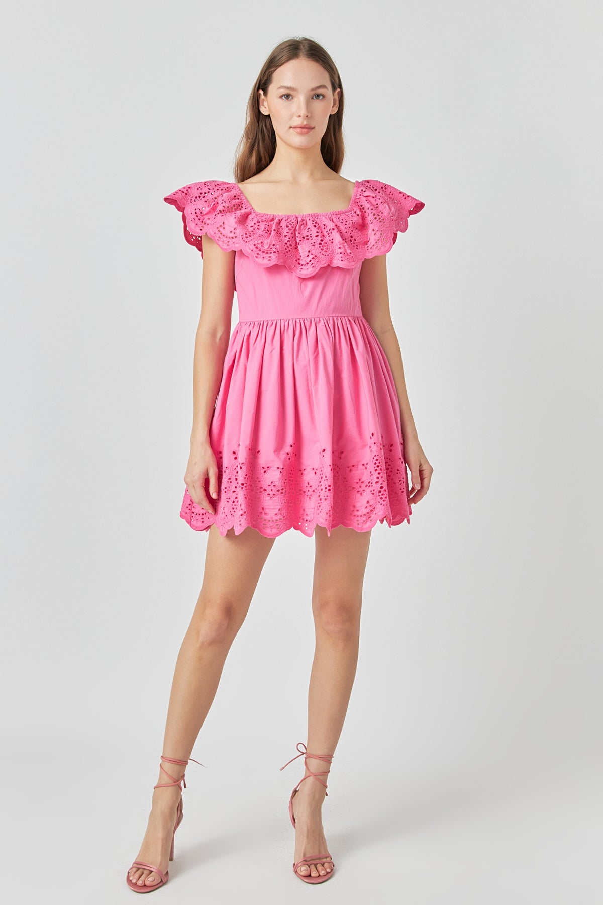 ENDLESS ROSE - Scalloped Off The Shoulder Mini Dress - DRESSES available at Objectrare