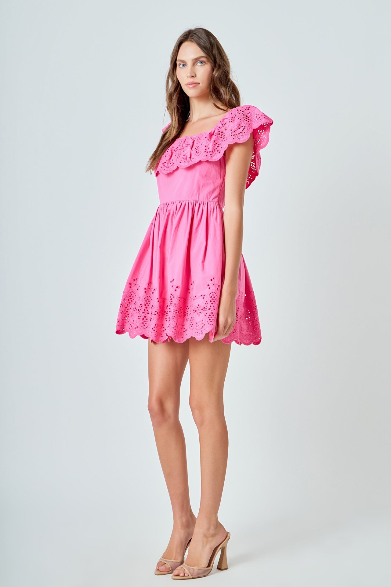 ENDLESS ROSE - Scalloped Off The Shoulder Mini Dress - DRESSES available at Objectrare