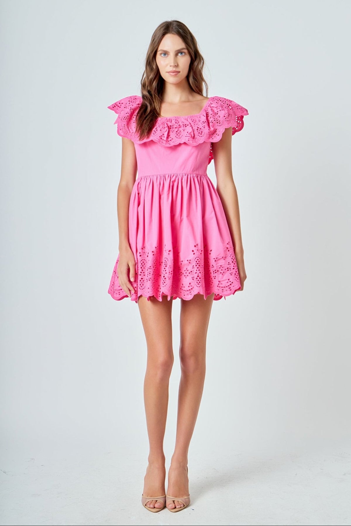 ENDLESS ROSE - Scalloped Off The Shoulder Mini Dress - DRESSES available at Objectrare