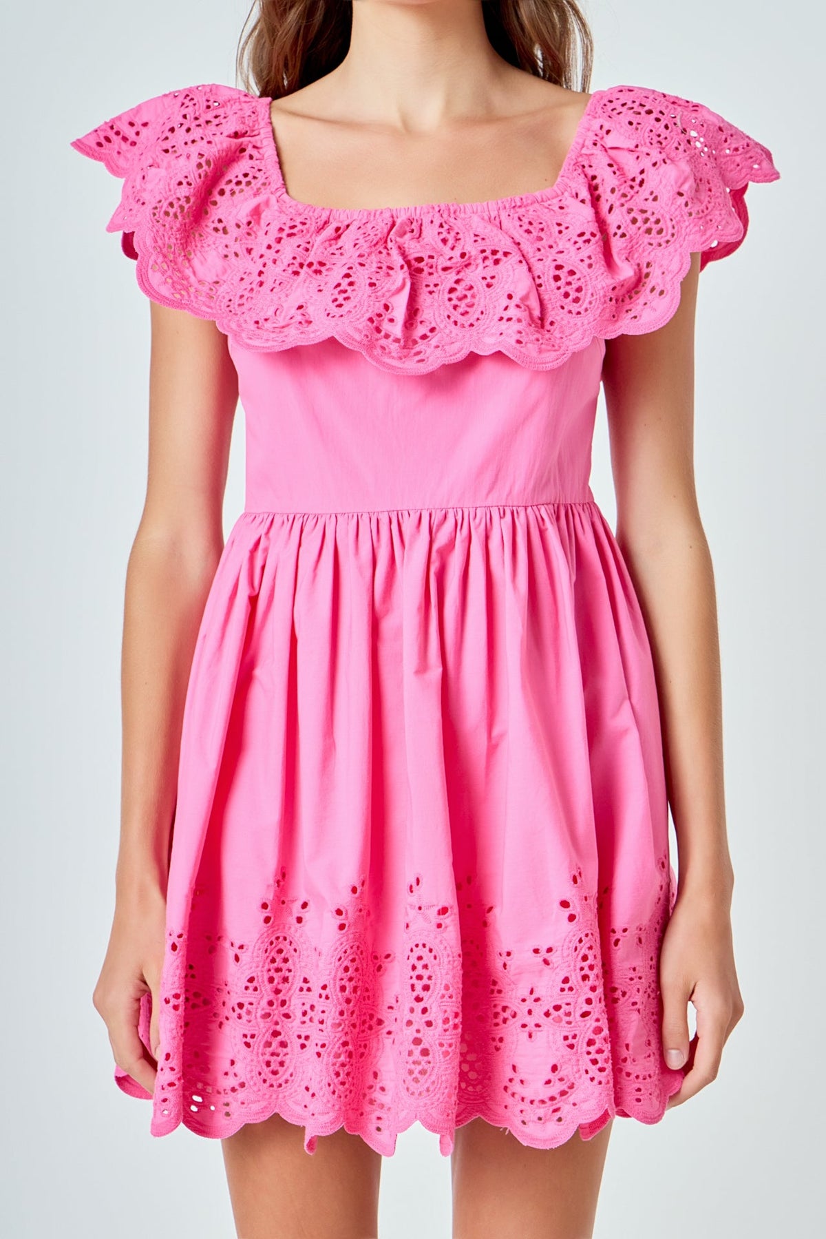 ENDLESS ROSE - Scalloped Off The Shoulder Mini Dress - DRESSES available at Objectrare