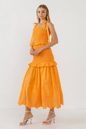 ENDLESS ROSE - Sunset Eyelet Smocked Maxi - DRESSES available at Objectrare