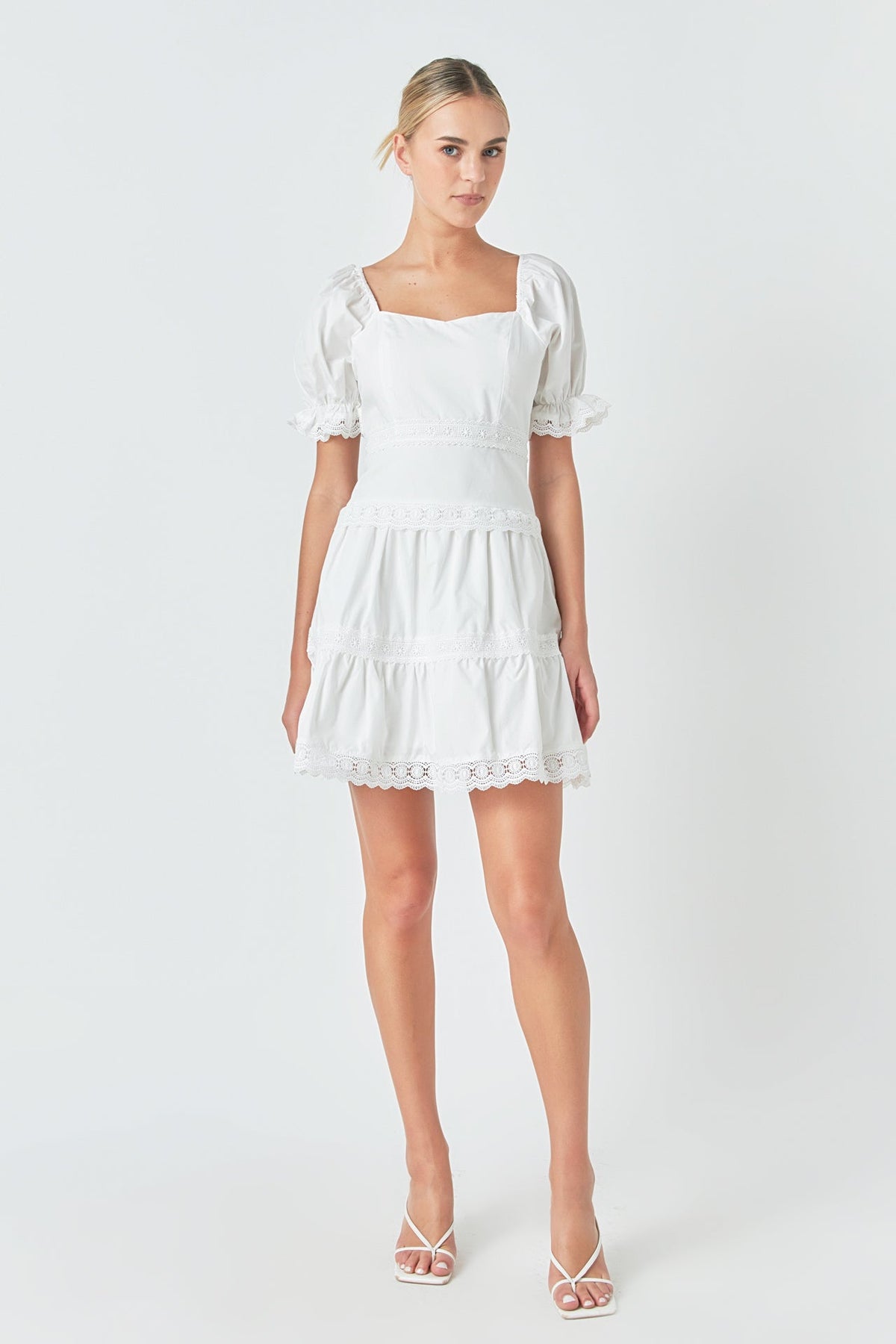 ENDLESS ROSE - Sweetheart Lace Combo Puff Mini - DRESSES available at Objectrare