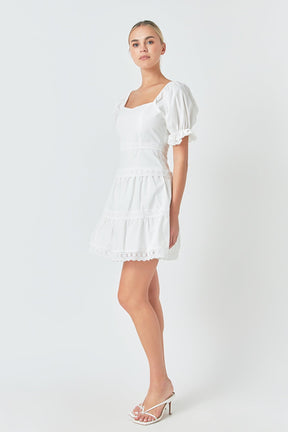 ENDLESS ROSE - Sweetheart Lace Combo Puff Mini - DRESSES available at Objectrare