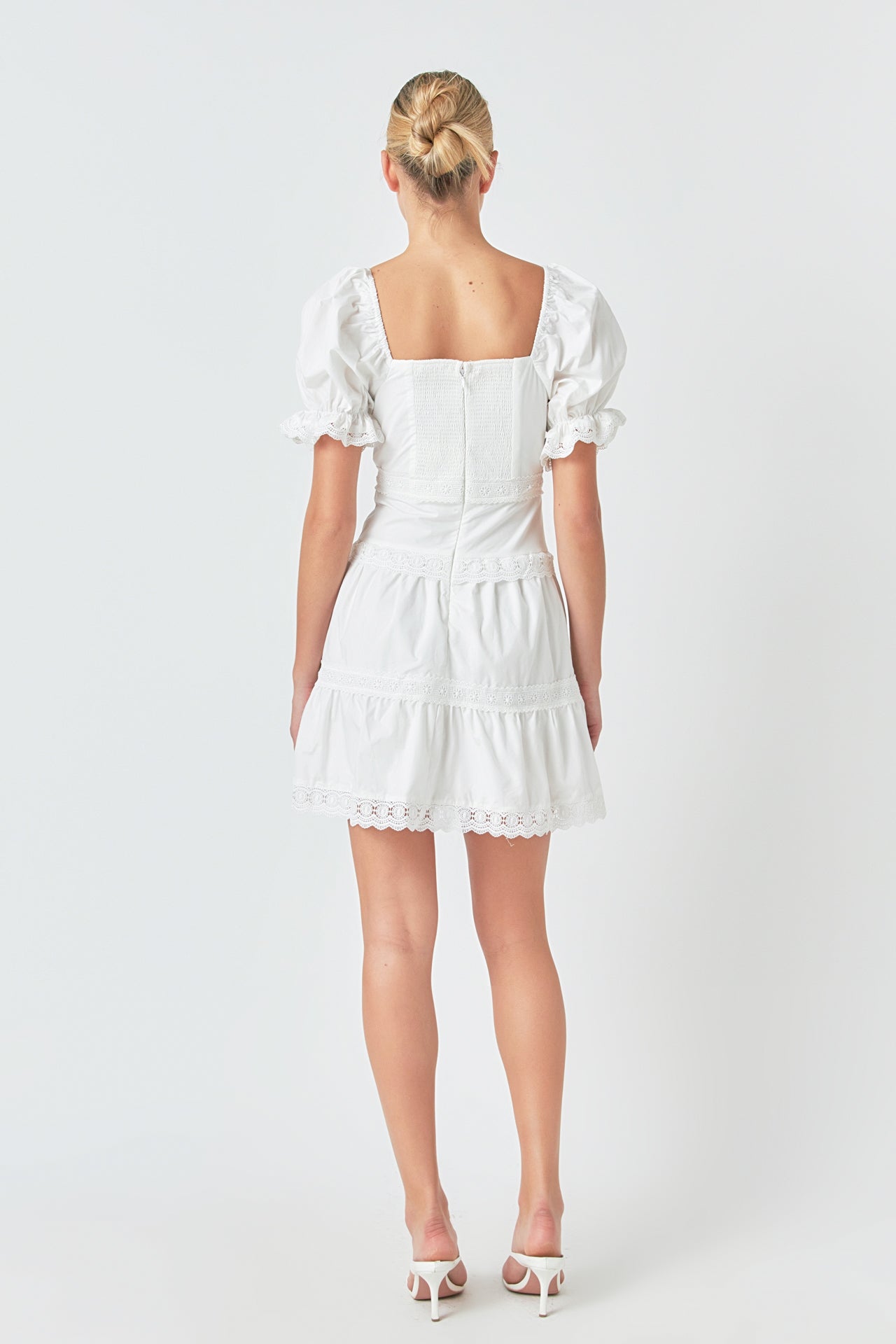 ENDLESS ROSE - Sweetheart Lace Combo Puff Mini - DRESSES available at Objectrare