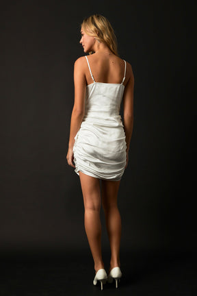 ENDLESS ROSE - Asymmetrical Waterfall Drapped Satin Mini - DRESSES available at Objectrare